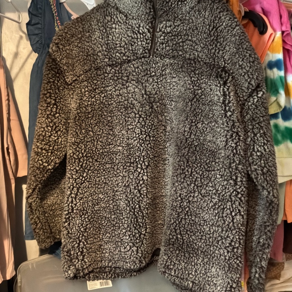 Peach Love California Charcoal Sherpa Hoodie